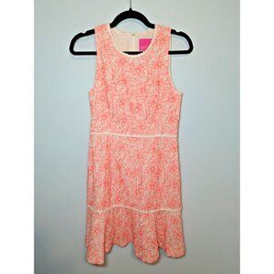 Lilly Pulitzer Ellen Dress Cantaloupe Embroidered Lasercut Cotton Preppy Size 2